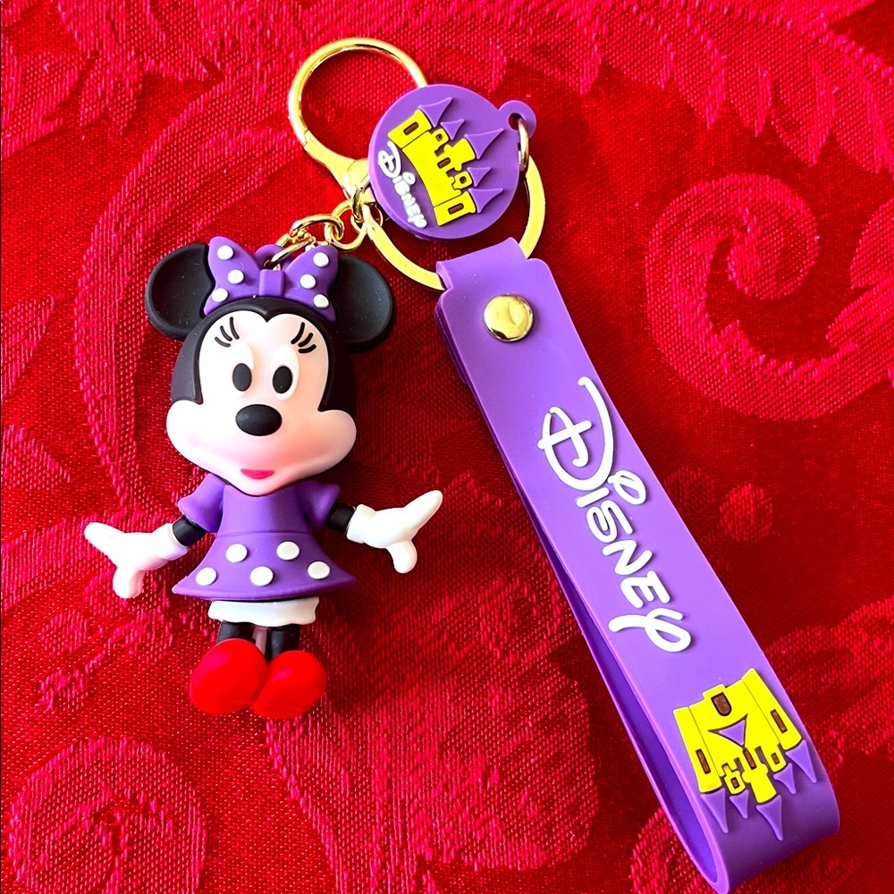 Disney Minnie Mouse Keychain with Purple Dress and Red Shoes 2.5”